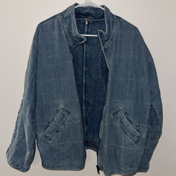 Free People Denim Bomber Jacket - Picture 3 of 5